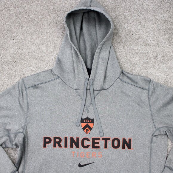 Nike Princeton Tigers Hoodie Men Medium Gray Dri-Fit Polyester Hooded Sweatshirt - Picture 5 of 13